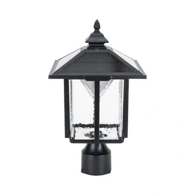 Gama Sonic Credle Black 1 -light 15.25" H Solar Powered Integrated Led Post And Pier Mount Light In Matte Black;powder Coated Finish