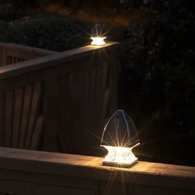 Gama Sonic Deck Cap Light With Dual Color For Backyard And Wood Fence (2 Pack) In Black