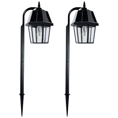 Gama Sonic Dublin 28 1/2" High Black Led Solar Garden Lights Set Of 2