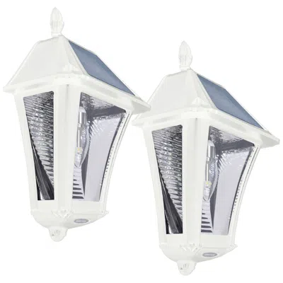 Gama Sonic Gamma Sonic Baytown Ii 15" High White Led Solar Wall Lights Set Of 2