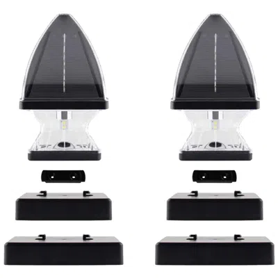 Gama Sonic Gothic 6 1/2" High Black Led Outdoor Solar Lights Set Of 2