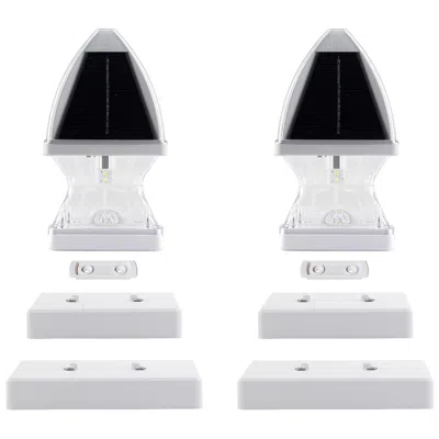 Gama Sonic Gothic 6 1/2" High White Led Outdoor Solar Lights Set Of 2