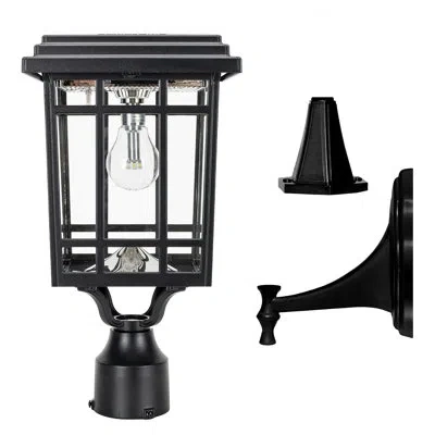Gama Sonic Grand Prairie Aluminum Solar Powered Fitter, Pier And Wall Outdoor Light In Black