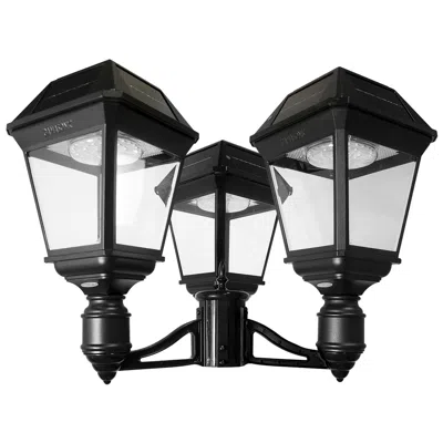 Gama Sonic Imperial Iii 21 1/2" High Black Led Solar Triple Post Light