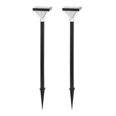 Gama Sonic Luxor Aluminum Garden Solar Led Landscape Pathway Light - 2 Pack In Matte Black