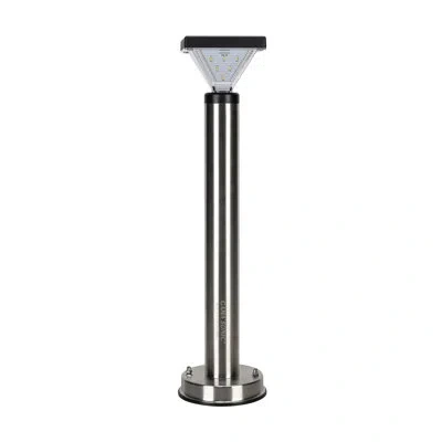 Gama Sonic Luxor Stainless Steel Bollard Landscape Pathway Solar Warm White Led Light