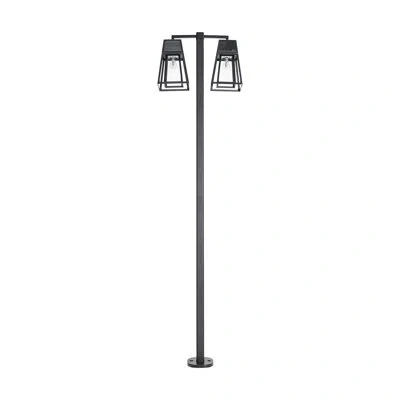 Gama Sonic Matte Black Double-head 2-light 98.38" H Solar Powered Lamp Post (full)