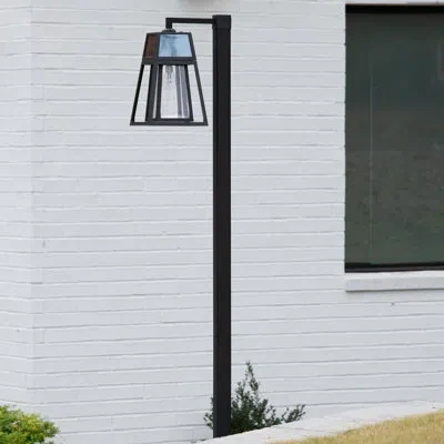 Gama Sonic Matte Black Modern 1 -light 98.38" H Solar Powered Lamp Post (full) In Matte Black;powder Coated Finish