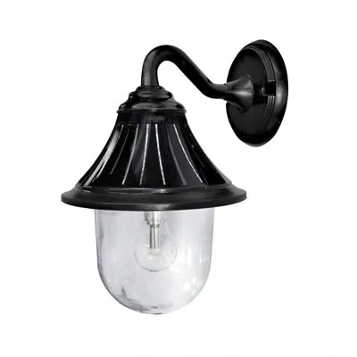 Gama Sonic Orion Black 1 - Bulb 13" H Solar Powered Outdoor Barn Light With Dusk To Dawn In Matte Black
