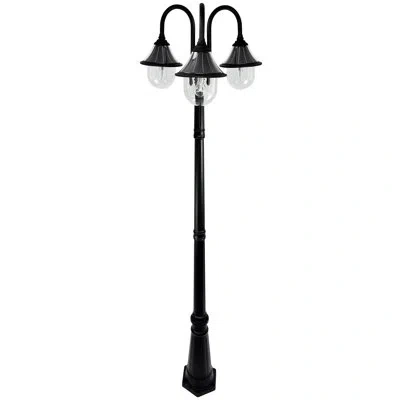 Gama Sonic Orion Black 3-light 94.63'' H Solar Powered Lamp Post (full) In Satin Black