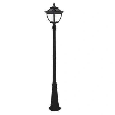 Gama Sonic Pagoda Bulb Black 1-light 87" H Solar Powered Lamp Post In Matte Black