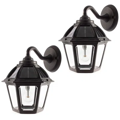 Gama Sonic Polaris 12"h Black Led Outdoor Solar Wall Lights Set Of 2
