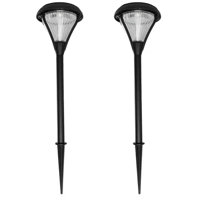 Gama Sonic Premier 23 1/2" High Black Dusk To Dawn Solar Garden Lights Set Of 2