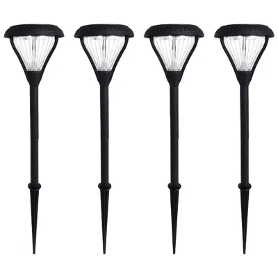 Gama Sonic Premier 23 1/2" High Black Led Solar Garden Lights Set Of 4