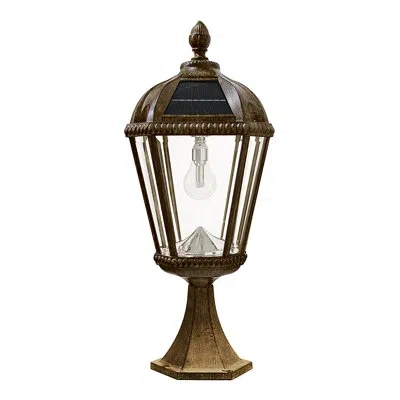 Gama Sonic Royal Bulb 1 -light 23" H 150 Lumen Solar Powered Pier Mount Outdoor Light With Rain Glass In Weathered Bronze