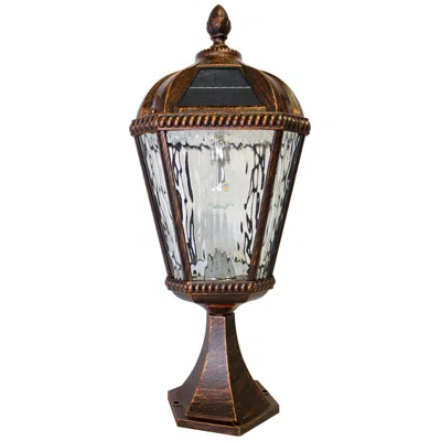 Gama Sonic Royal Bulb 23" Brushed Bronze Solar Led Pier Mount Light