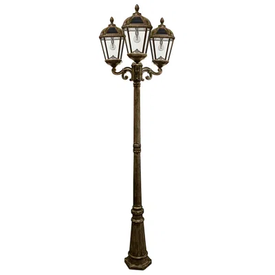 Gama Sonic Royal Bulb 89"h Bronze 3-head Solar Led Post Light With Base