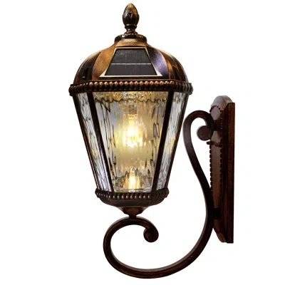 Gama Sonic Royal Bulb Brushed Bronze 1-light 21" H 150 Lumen Solar Wall Light With Rain Glass In Powder Coated Finish