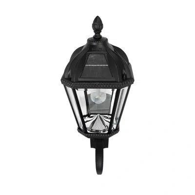 Gama Sonic Royal Solar Powered 150 Lumen Outdoor Wall Lantern With Dusk To Dawn In Black