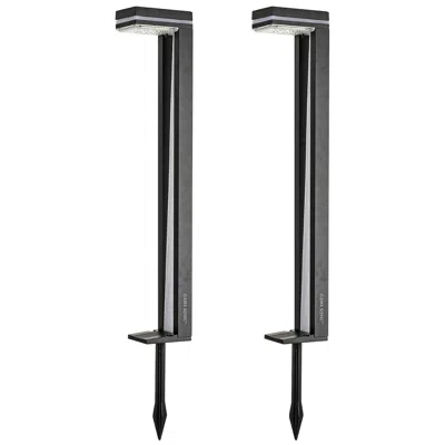 Gama Sonic Sentry 24" High Black White Led Solar Path Lights Set Of 2