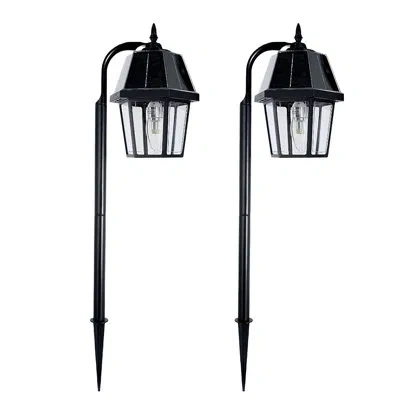 Gama Sonic Shepherd Hook Black Outdoor Garden Solar Warm White Led Pathway Landscape Light In Matte Black
