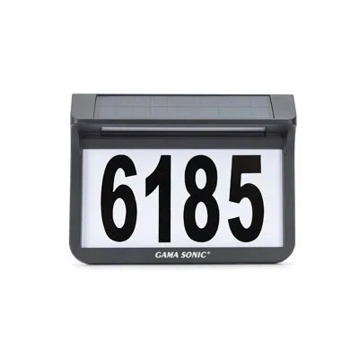 Gama Sonic Solar Address Wall Plaque Light With Ground Stakes In Black