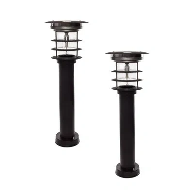 Gama Sonic Stainless Steel Solar Bollard Led Pathway Landscape Light In Black