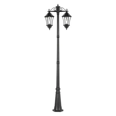 Gama Sonic Victorian Black 2-light 99.75" H Solar Powered Aluminum Lamp Post (full) In Matte Black