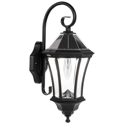 Gama Sonic Victorian Morph 21" High Black Solar Led Outdoor Wall Light