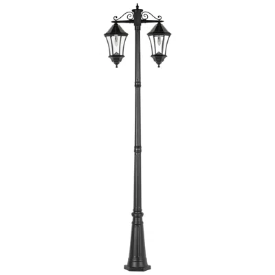 Gama Sonic Victorian Morph 99 3/4"h Black 2-head Led Post Light W/ Base