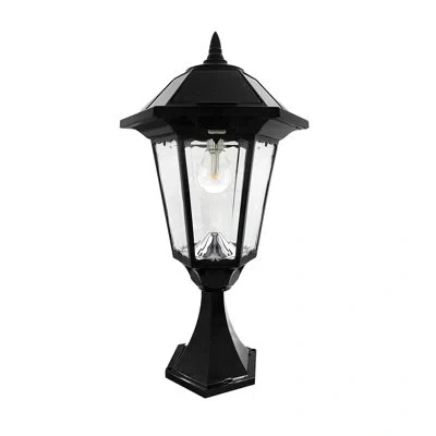 Gama Sonic Windsor Black 20" H Solar Powered Fitter, Pier, Wall Outdoor Light