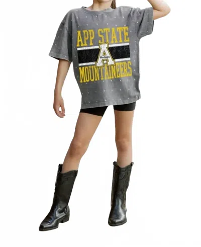 Gameday Couture Kids' Appalachian State Mini Rhinestone Oversized Tee In Grey