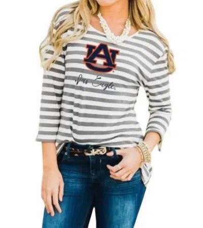 Gameday Couture Auburn University Stay A While Top In White/grey In Multi