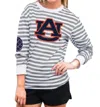 Gameday Couture Auburn University Striped Elbow Patch Tee In White/grey In Multi
