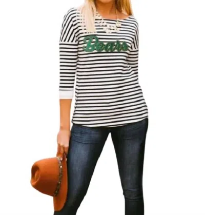 Gameday Couture Baylor University Side Button Applique Tunic In White/black In Multi