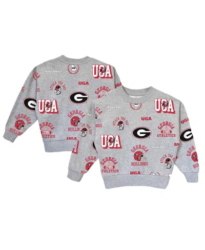 Gameday Couture Kids' Big Girls Gray Georgia Bulldogs Always On Repeat Pullover Sweatshirt