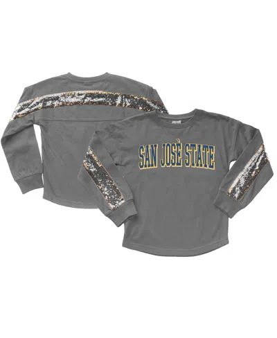 Gameday Couture Kids' Big Girls Gray San Jose State Spartans Guess Who's Back Long Sleeve T-shirt