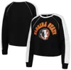 Gameday Couture Women's  Black Florida State Seminoles Blindside Raglan Cropped Pullover Sweatshirt In Black