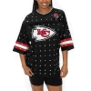 Gameday Couture Women's Black Kansas City Chiefs Kickoff Time Allover Rhinestone Sports Stripe Jersey V-neck T-shirt In Black