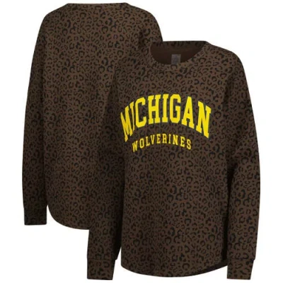 Gameday Couture Brown Michigan Wolverines Leopard Oversized Sweatshirt In Blue