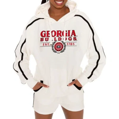 Gameday Couture Cream Georgia Bulldogs Down, Set, Go Pullover Hoodie And Shorts Set In White