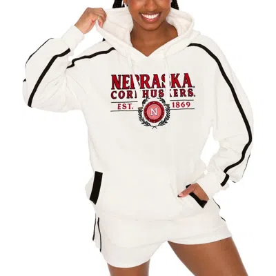 Gameday Couture Cream Nebraska Huskers Down, Set, Go Pullover Hoodie And Shorts Set In White