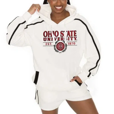Gameday Couture Cream Ohio State Buckeyes Down, Set, Go Pullover Hoodie And Shorts Set