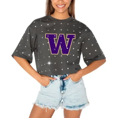 Gameday Couture Gray Washington Huskies Go Time Rhinestone Crop T-shirt In Brown
