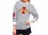 Gameday Couture Iowa State University Striped Elbow Patch Tee In White/grey In Multi
