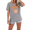 Gameday Couture Jeweled Rhinestone V-neck Tee In Grey In Gray