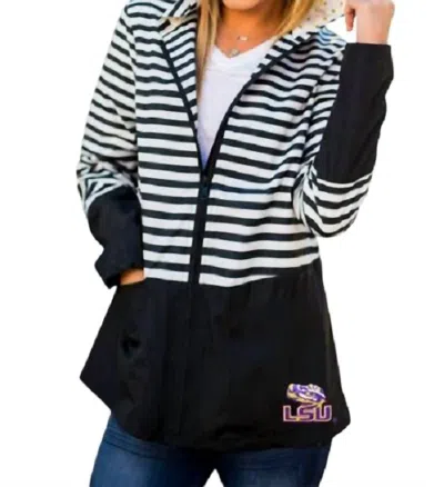 Gameday Couture Lsu On The Move Striped Jacket In Black & White In Multi