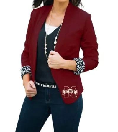 Gameday Couture Mississippi State University Ikat Logo Blazer In Red In Multi