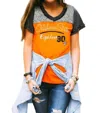 GAMEDAY COUTURE OKLAHOMA STATE UNIVERSITY FOOTBALL TEE IN ORANGE/GREY