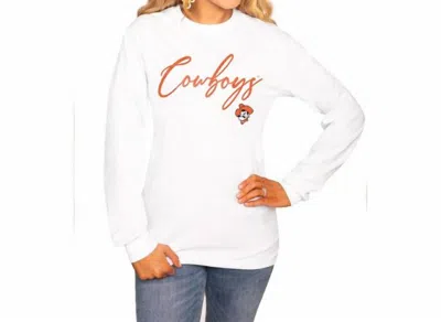 Gameday Couture Oklahoma State University Sleeve Crew Tee In White